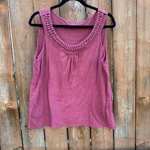 LOFT Women’s Mauve Pink Detailed Scoop Neck Tank Top Sleeveless Shirt Size XL